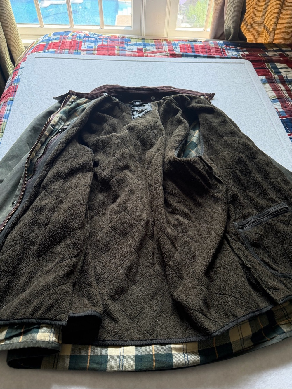 Barbour Polarquilt Waistcoat Zip In Liner Gilet Olive Green Mens Large L 42 44 - Picture 9 of 11